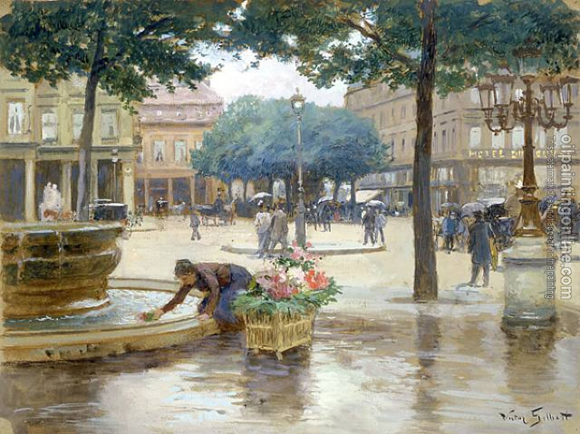 Gilbert, Victor Gabriel - Place du Palais Royal, jour de pluie